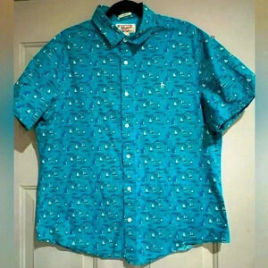 Original Penguin Teens large 👈🏻Blue Sailboat Print Short Sleeve Button Up